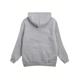 Women's Fuzzy Hooded Jacket - Casual Zip Up Outerwear with Drawstring and Long Sleeves