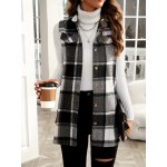 Women's Plaid Pattern Sleeveless Button Front Vest - Casual and Stylish Addition to Your Wardrobe