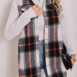 Women's Plaid Pattern Sleeveless Button Front Vest - Casual and Stylish Addition to Your Wardrobe