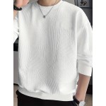 Men's Crew Neck Long Sleeve Sweatshirt, Casual Wear, Solid Pullover, Men's Clothing For Spring Fall Winter