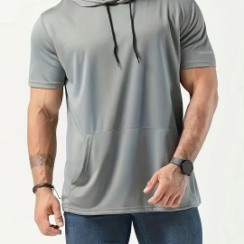 Men's Casual Pullover Hooded Tshirt with Kangaroo Pocket - Streetwear for Summer and Fall