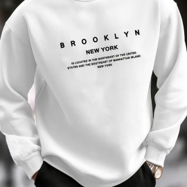 BROOKLYN NEW YORK Men's Casual Long Sleeve Crew Neck Pullover Sweatshirt - Perfect for Outdoor Sports and Layering in Autumn and Spring