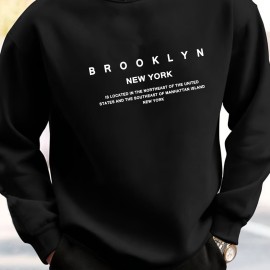 BROOKLYN NEW YORK Men's Casual Long Sleeve Crew Neck Pullover Sweatshirt - Perfect for Outdoor Sports and Layering in Autumn and Spring