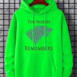 'Remember The North' Men's Graphic Hoodie - Casual Pullover Sweatshirt with Kangaroo Pocket for Spring and Fall