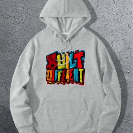 Colorful Letters Print Men's Pullover Hooded Sweatshirt for Autumn/Winter