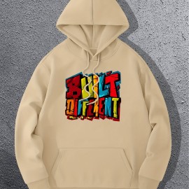 Colorful Letters Print Men's Pullover Hooded Sweatshirt for Autumn/Winter