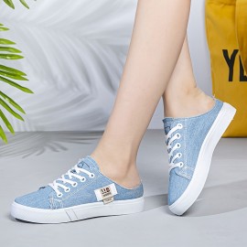 Women's Simple Canvas Shoes, Casual Lace Up Outdoor Shoes, Lightweight Low Top Sneakers