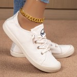 Women's Solid Color Canvas Shoes, Slip On Lightweight Walking Skate Shoes, Low-top Travel Shoes