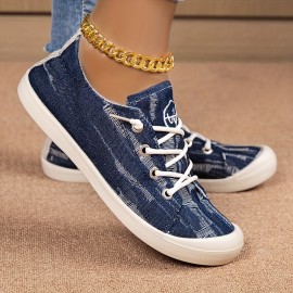 Women's Solid Color Canvas Shoes, Slip On Lightweight Walking Skate Shoes, Low-top Travel Shoes