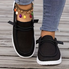 Women's Simple Solid Color Canvas Shoes, Casual Lace Up Outdoor Shoes, Lightweight Low Top Sneakers