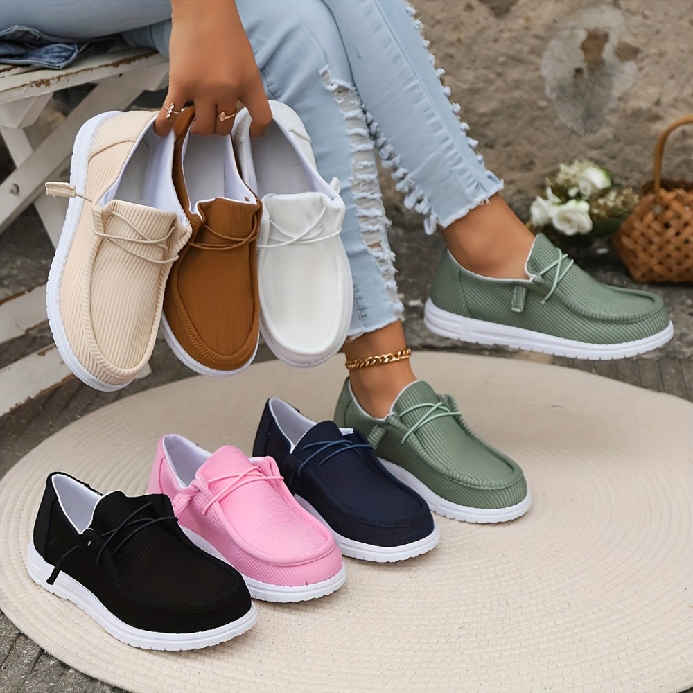 Women's Solid Color Casual Sneakers, Slip On Lightweight Soft Sole Walking Shoes, Low-top Comfort Daily Footwear