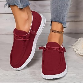 Women's Solid Color Casual Sneakers, Slip On Lightweight Soft Sole Walking Shoes, Low-top Comfort Daily Footwear