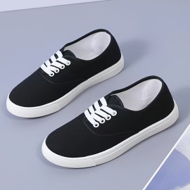 Chic Women's Canvas Sneakers - Lace-Up | Comfortable & Versatile Flat Design for Daily Wear and Walking