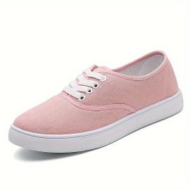 Chic Women's Canvas Sneakers - Lace-Up | Comfortable & Versatile Flat Design for Daily Wear and Walking