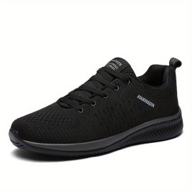 Men's Casual Solid Color Breathable Lace-up Running Shoes, Casual Outdoor Anti-skid Durable Sneakers