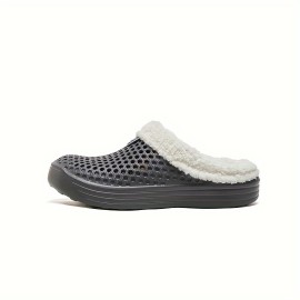 Men's Fashion Clogs, Slip-on Closed Toe Sandals, Soft Sole Walking Shoes With Lined Fuzz, Outdoor Garden Shoe For Autumn And Winter