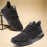 Men's Trendy Lace Up Knit Fabric Breathable Running Shoes, Comfy Soft Sole Shock Absorption Sneakers