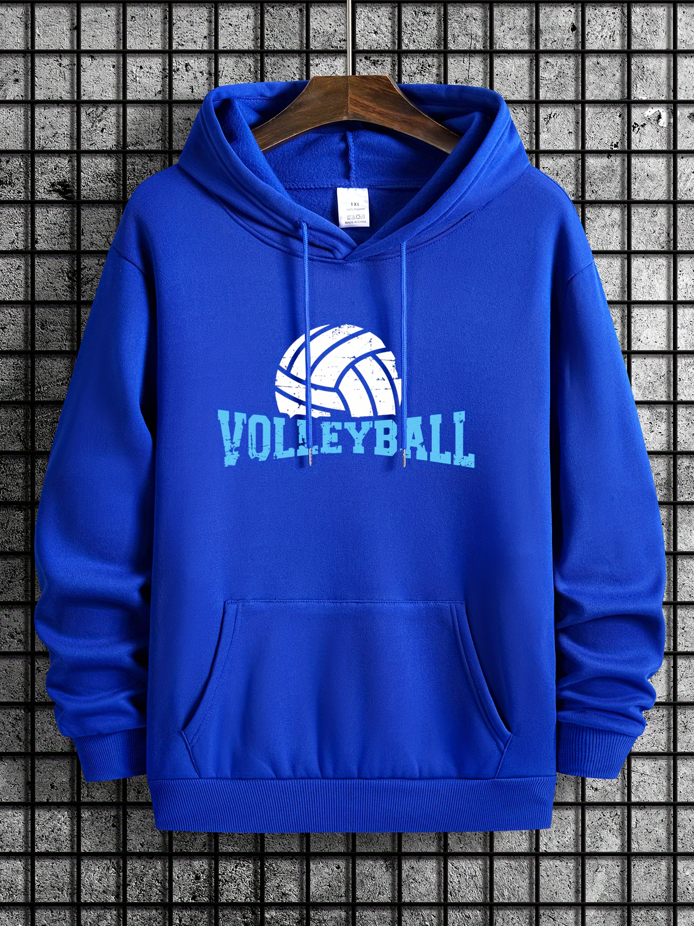 volleyball print hoodie cool long sleeve hoodies with drawstrings for men mens casual creative graphic design pullover hooded streetwear sweatshirt with kangaroo pockets for fall and winter as gifts details 27