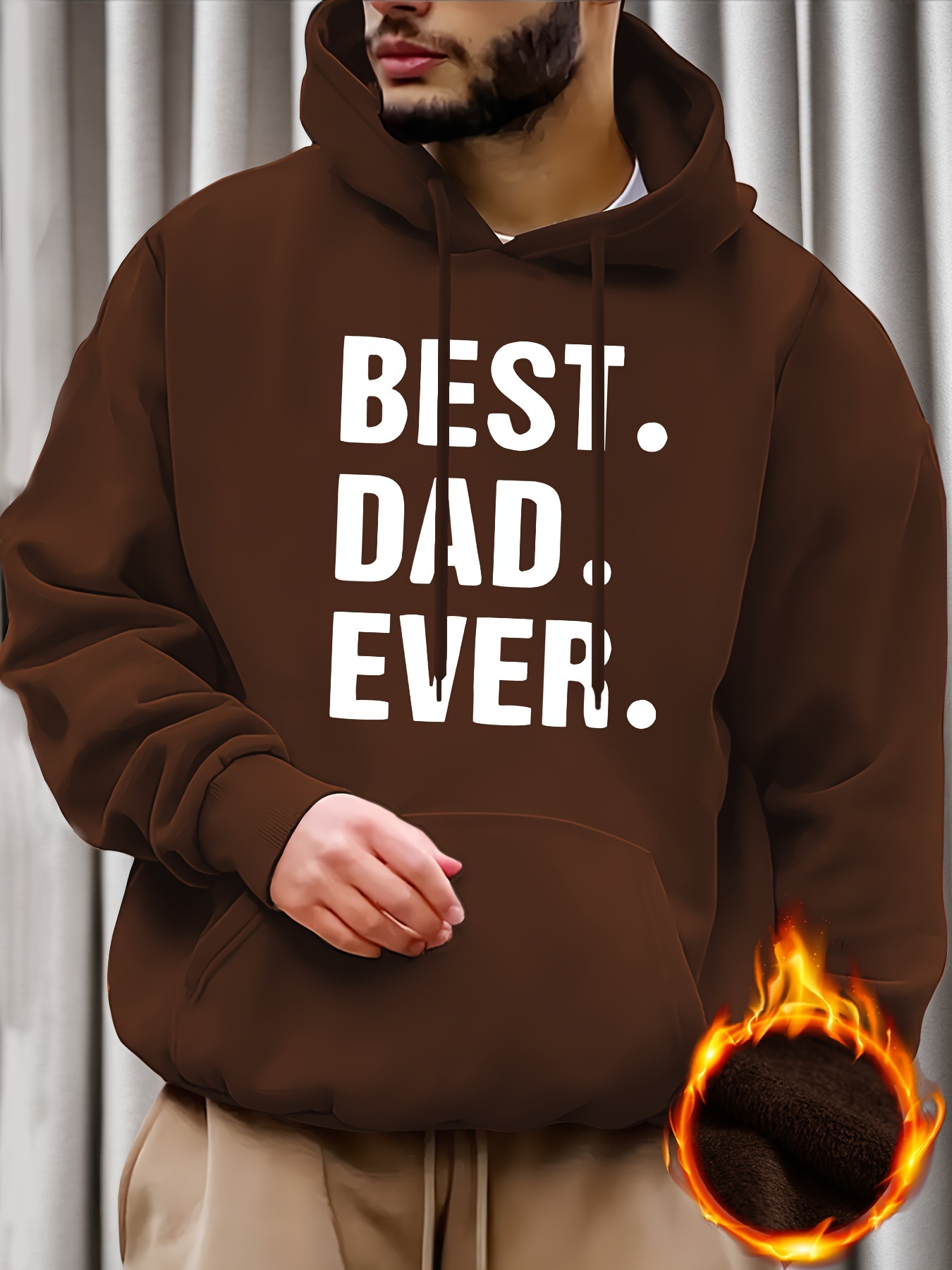 best dad ever print hoodies for men graphic sweatshirt with kangaroo pocket comfy trendy hooded pullover mens clothing for fall winter details 0