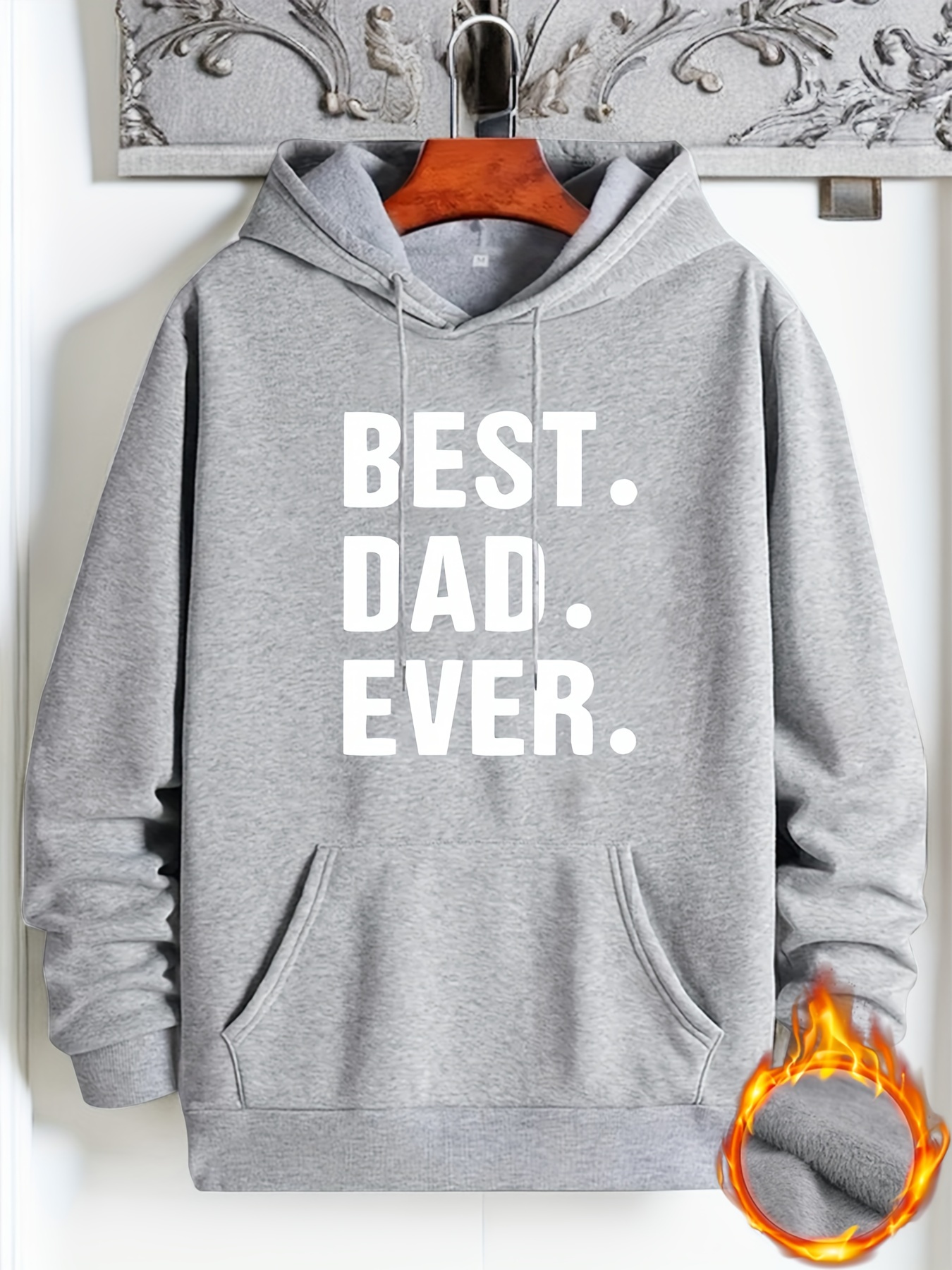 best dad ever print hoodies for men graphic sweatshirt with kangaroo pocket comfy trendy hooded pullover mens clothing for fall winter details 15