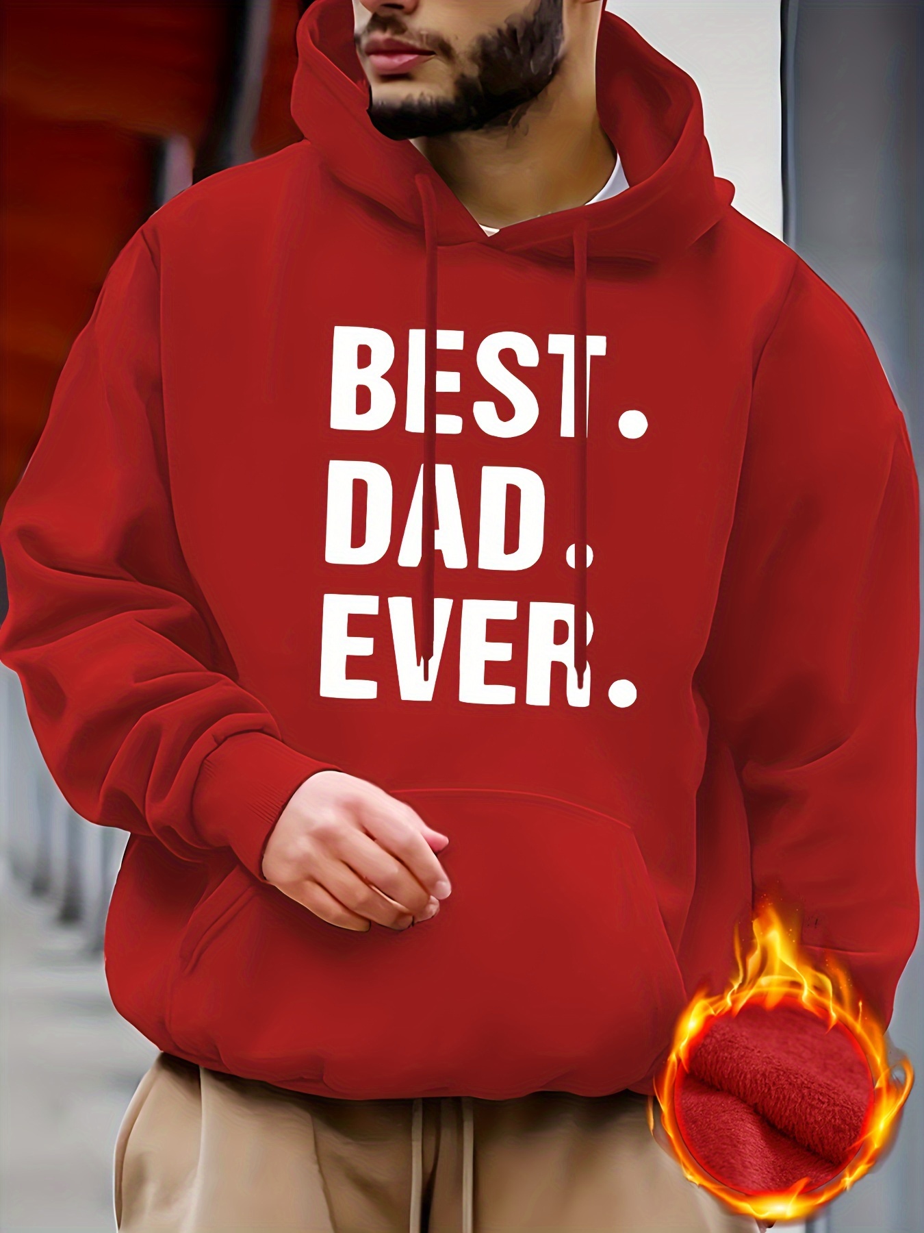 best dad ever print hoodies for men graphic sweatshirt with kangaroo pocket comfy trendy hooded pullover mens clothing for fall winter details 21