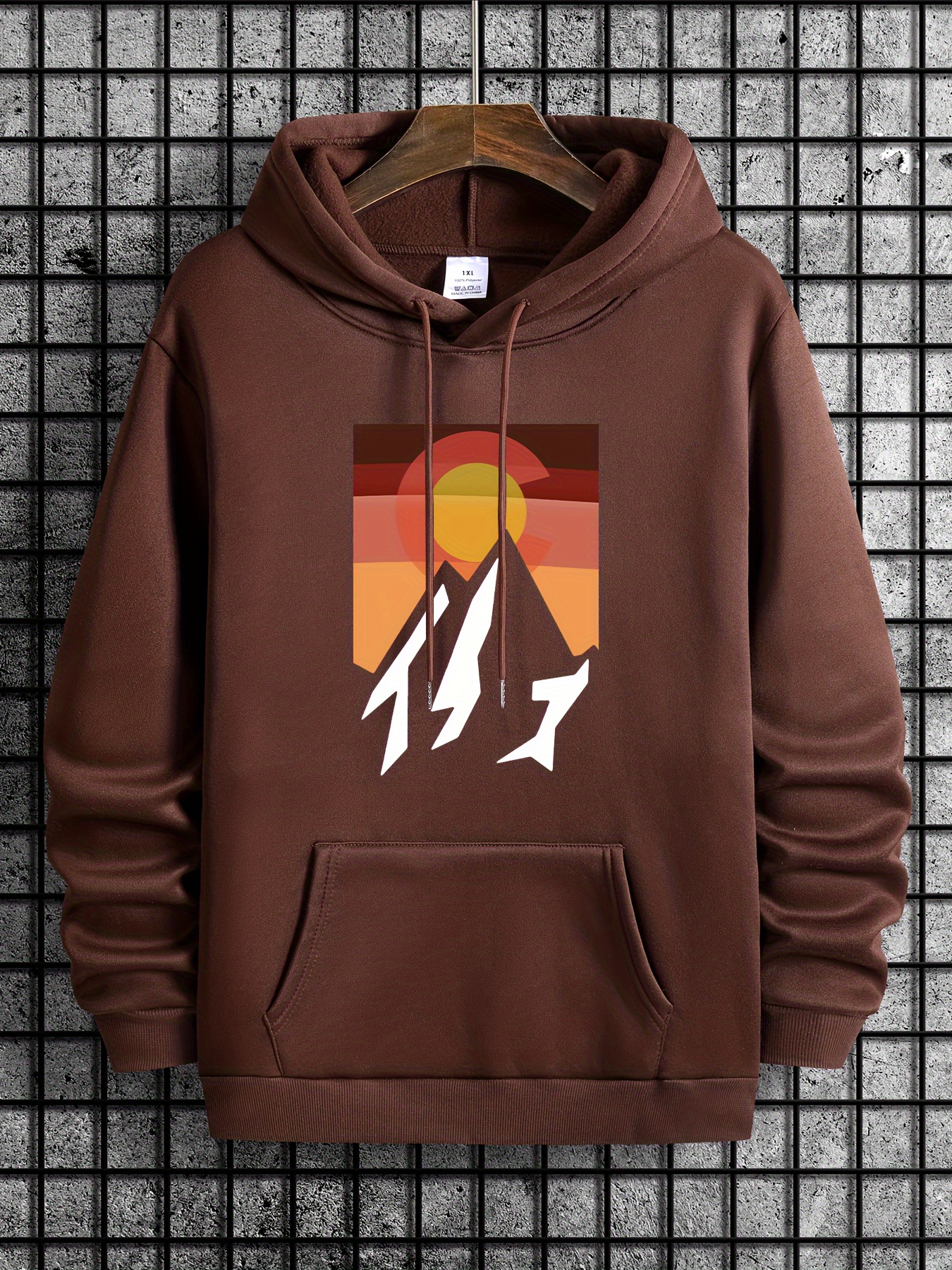 mountain and sunrise print hoodie comfy clothing for men mens casual hooded pullover streetwear sweatshirt for spring fall winter as gifts details 43