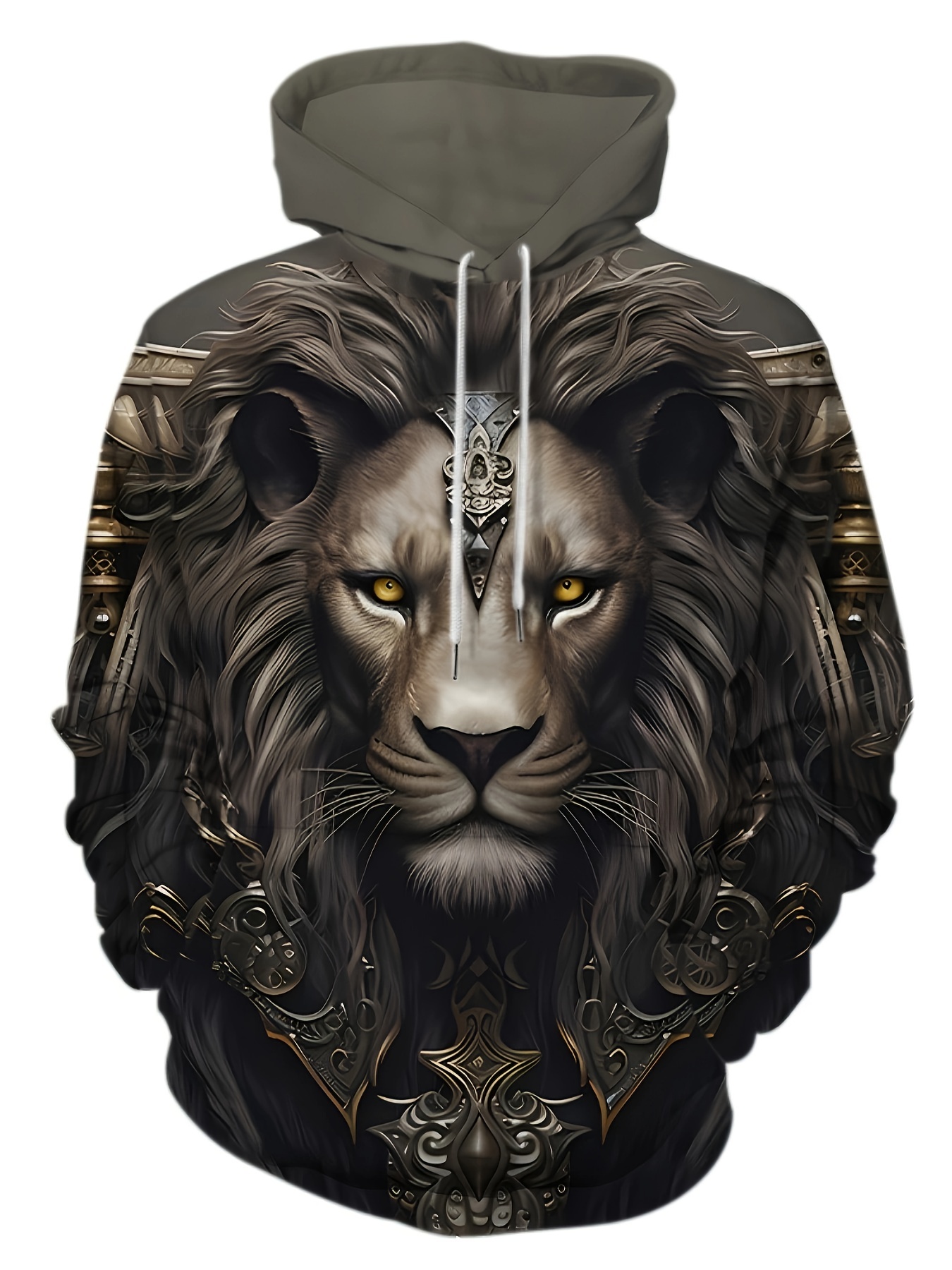 king lion print hoodie cool hoodies for men mens casual graphic design pullover hooded sweatshirt streetwear for winter fall as gifts details 3