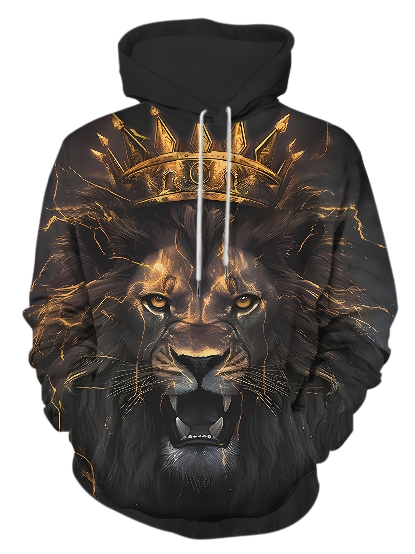 king lion print hoodie cool hoodies for men mens casual graphic design pullover hooded sweatshirt streetwear for winter fall as gifts details 10