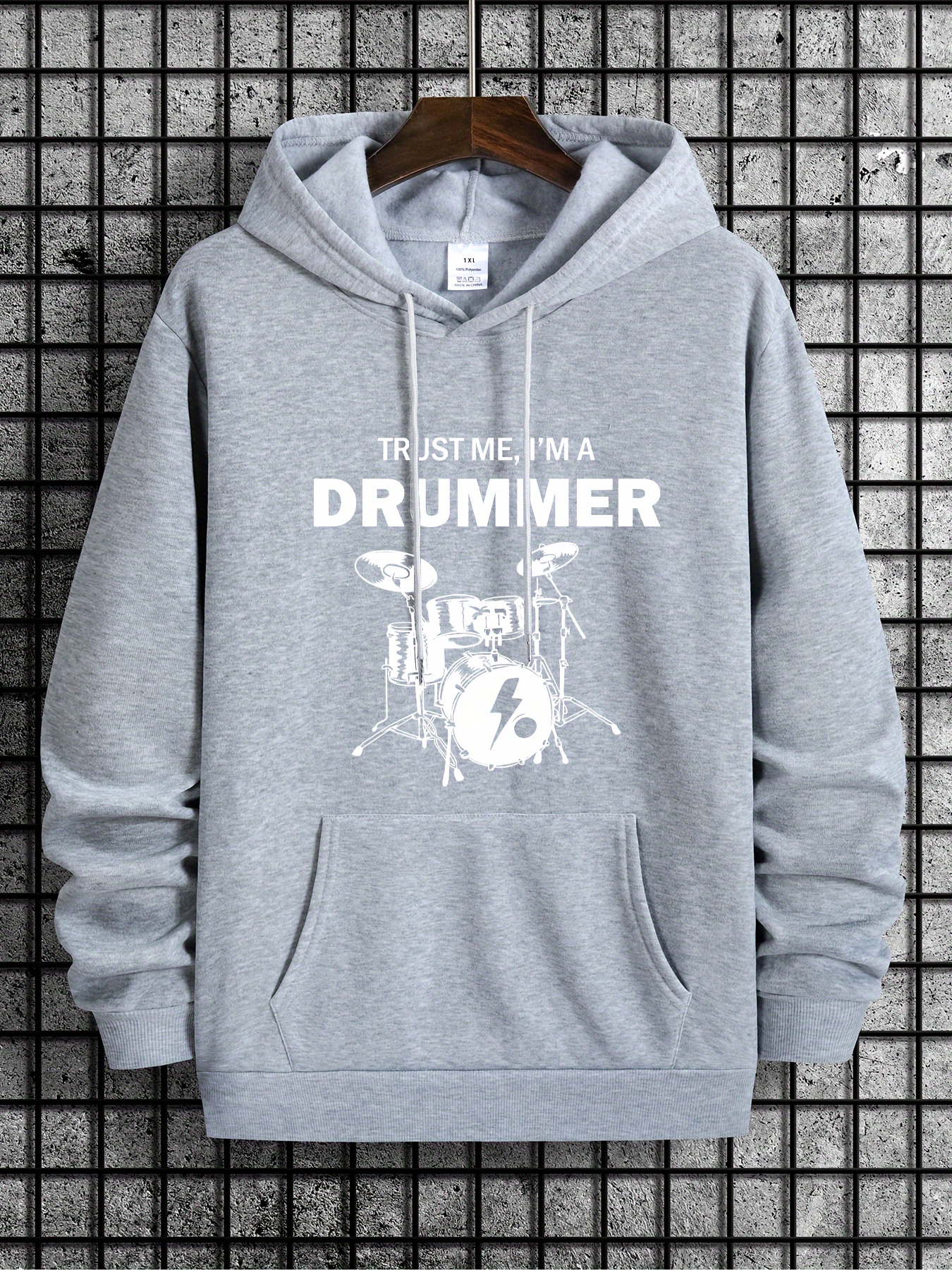 trust me im drummer print hoodie cool hoodies for men mens casual graphic design pullover hooded sweatshirt with kangaroo pocket streetwear for winter fall as gifts details 26