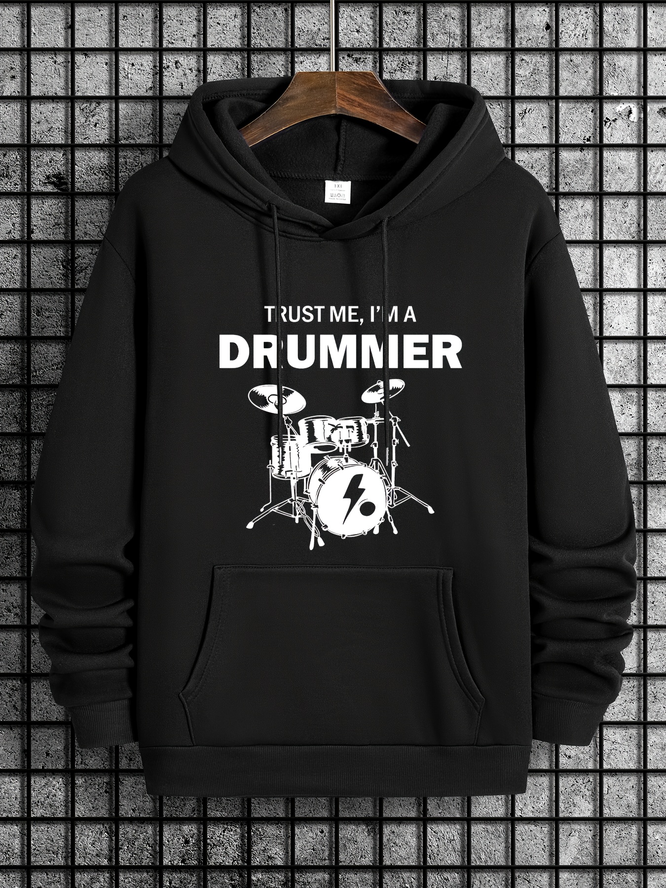 trust me im drummer print hoodie cool hoodies for men mens casual graphic design pullover hooded sweatshirt with kangaroo pocket streetwear for winter fall as gifts details 66