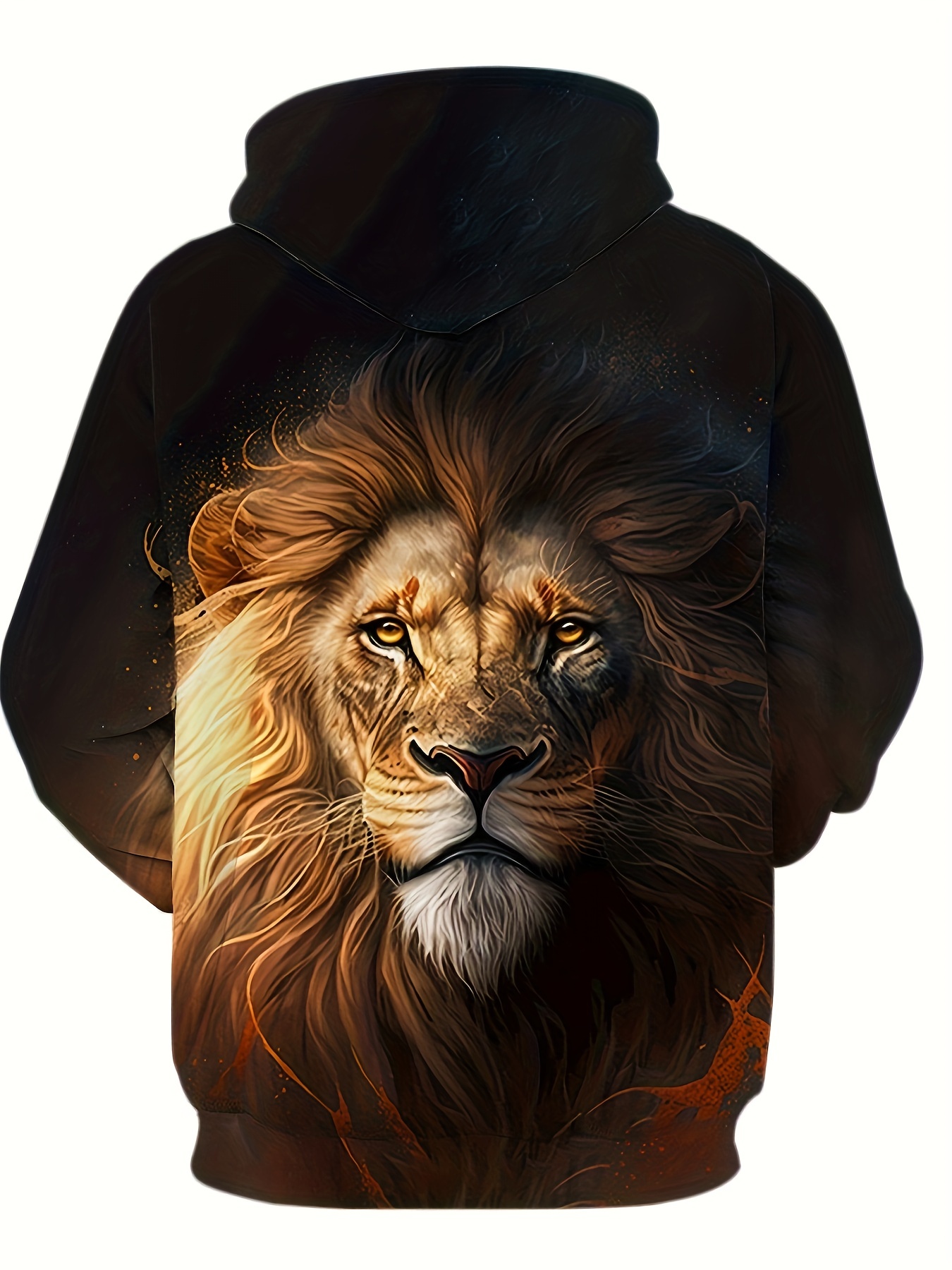 lion print hoodie cool hoodies for men mens casual graphic design pullover hooded sweatshirt with kangaroo pocket streetwear for winter fall as gifts details 0