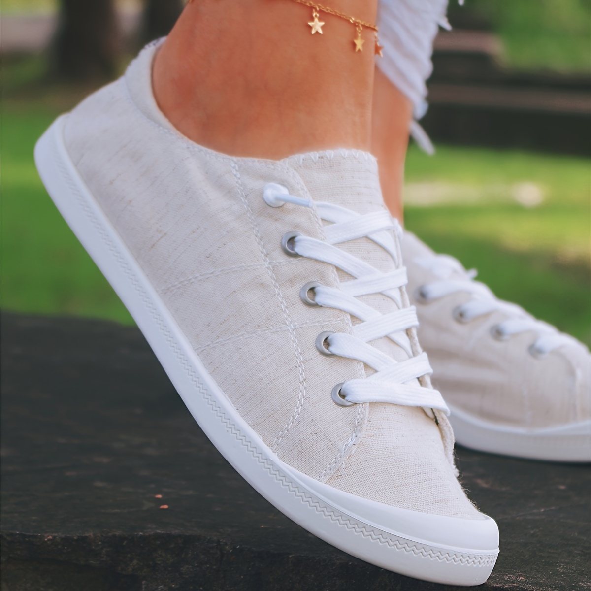 flat canvas shoes women s lace slip sneakers lightweight low details 4