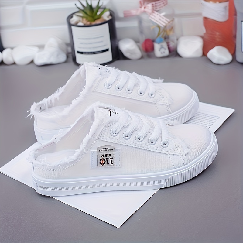 solid color casual shoes women s lace lightweight soft sole details 4