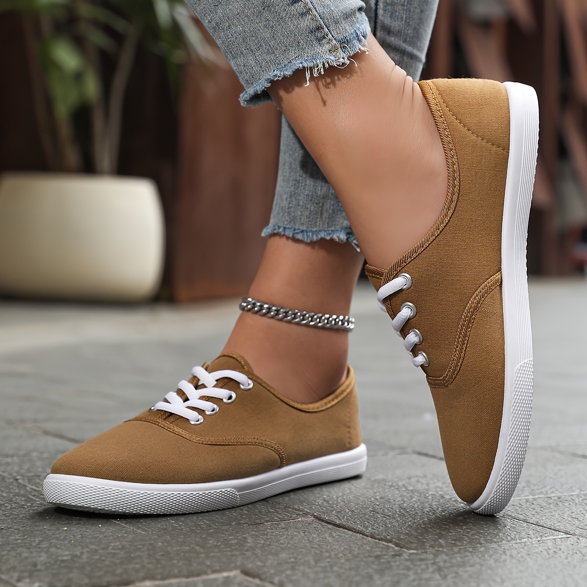 solid color canvas shoes women s simple casual lace outdoor details 9