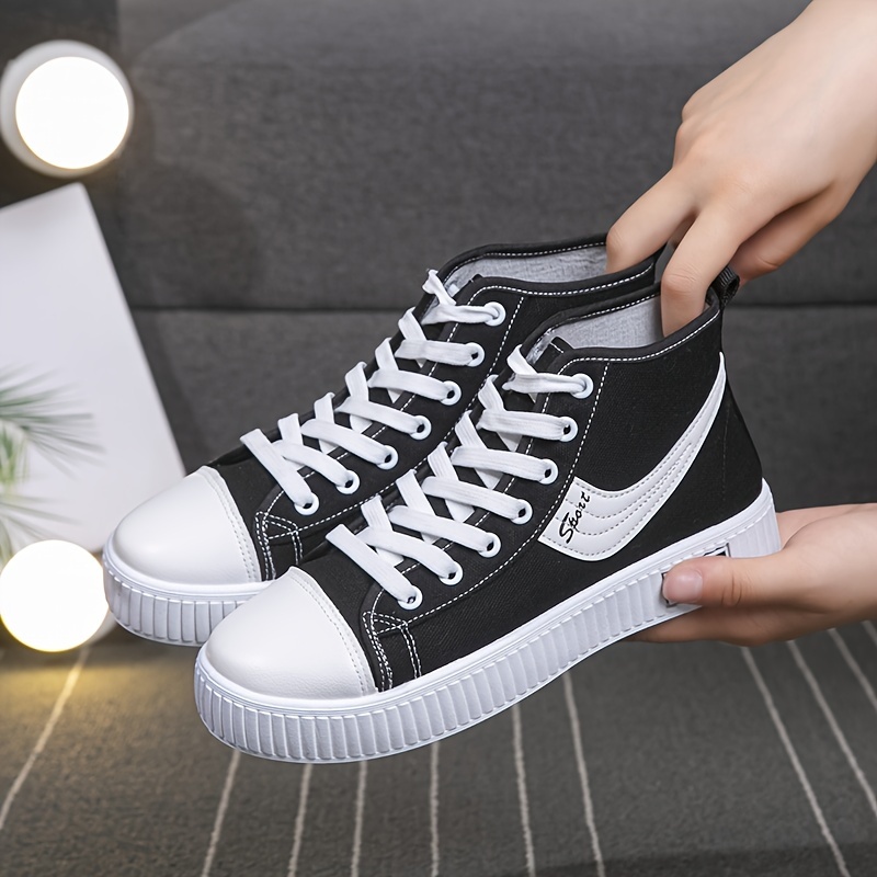 high top canvas shoes women s breathable comfortable flat details 2