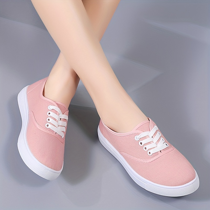 lace canvas sneakers women s casual round toe low top flat details 5